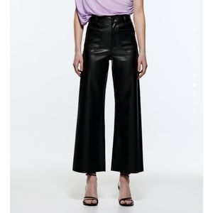 ZARA FAUX LEATHER MARINE STRAIGHT PANTS